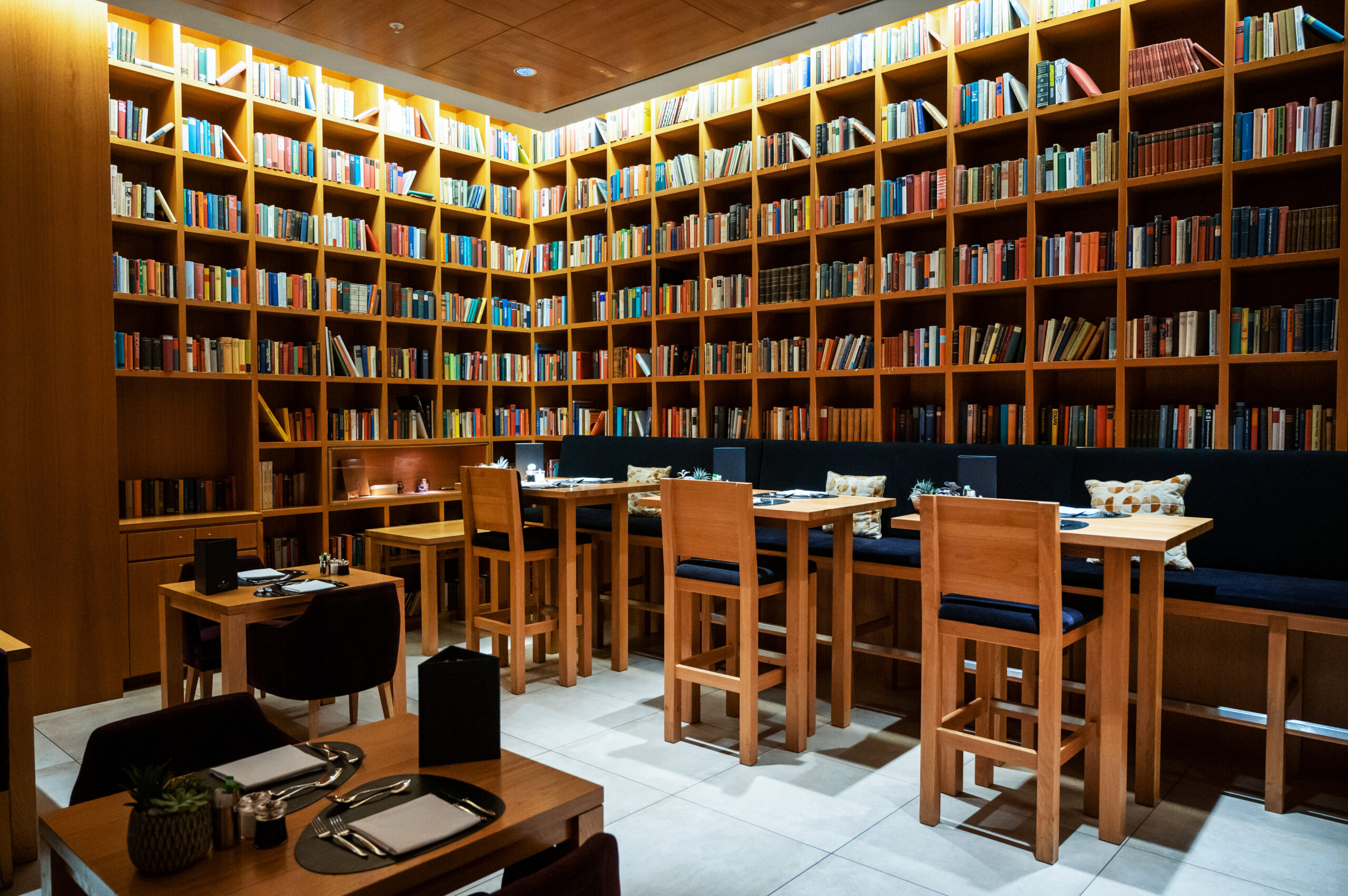 A cafe Frankfurt, Germany Interior of a cafe Frankfurt, Germany. Bookshelves